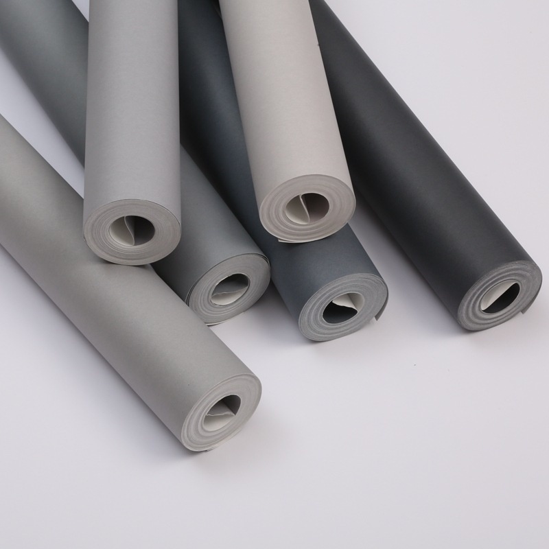 个性单色黑灰色镜面墙纸 卧室客厅餐厅酒店  简约纯素色光面壁纸