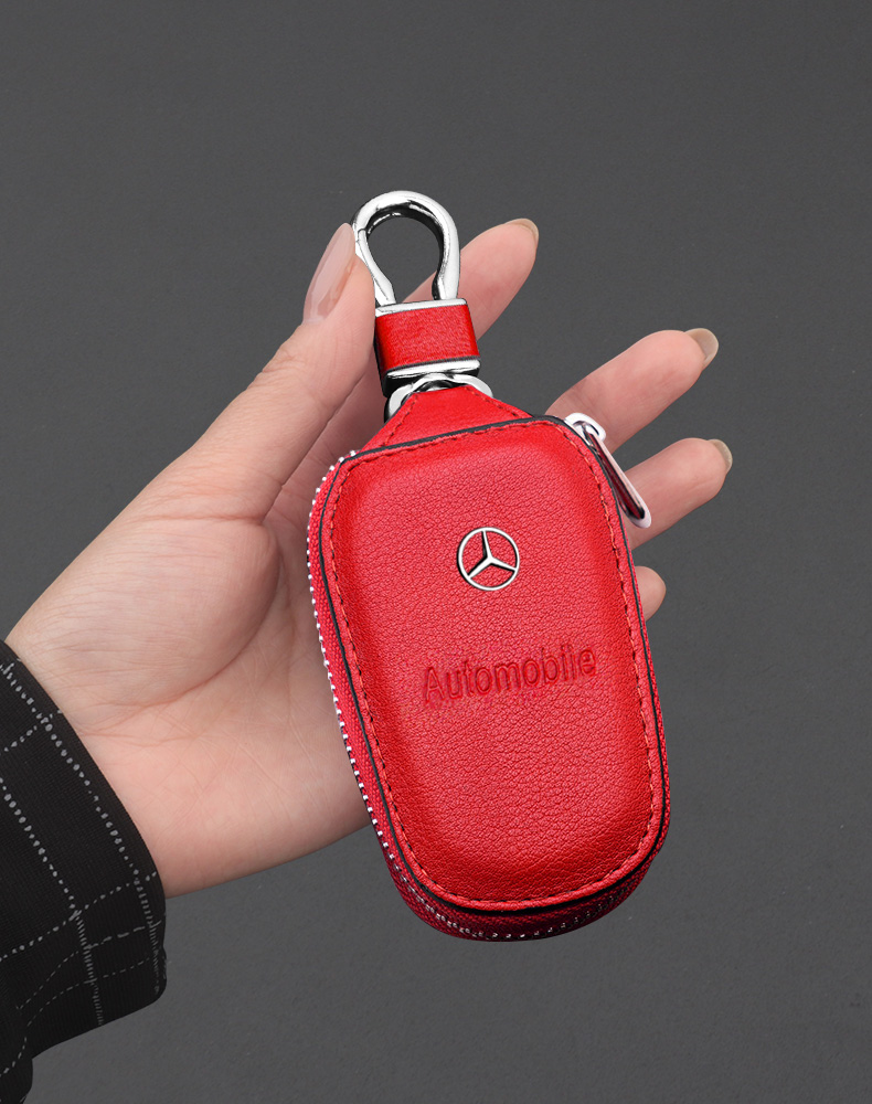 宝马头层牛皮钥匙包套扣