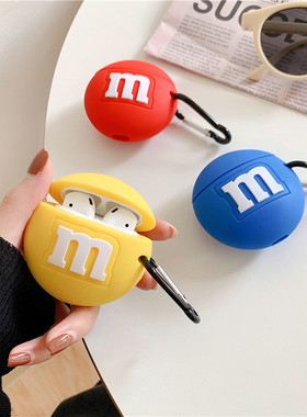 适用于airpods4保护套M豆人巧克力aipods2苹果无线蓝牙耳机套可爱卡通airpod pro二代硅胶壳ipods3保护壳情侣