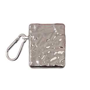 褶皱金属银airpods4代保护套科技感适用airpodspro2代保护套锡纸纹iPhone16pro壳配套17promax男生手机壳耐脏