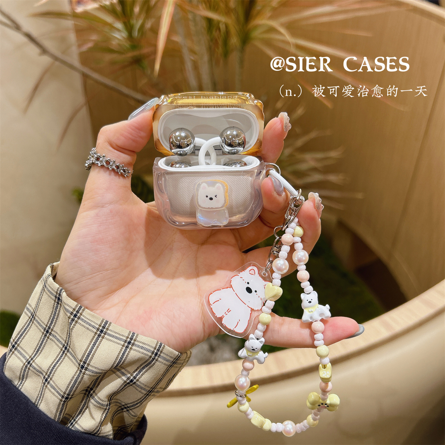 透色奶黄吐司西高地freeclip耳机保护壳7i适用于华为freeclip2代保护套波浪边se3软壳防摔Pro4蓝牙耳机壳6i壳