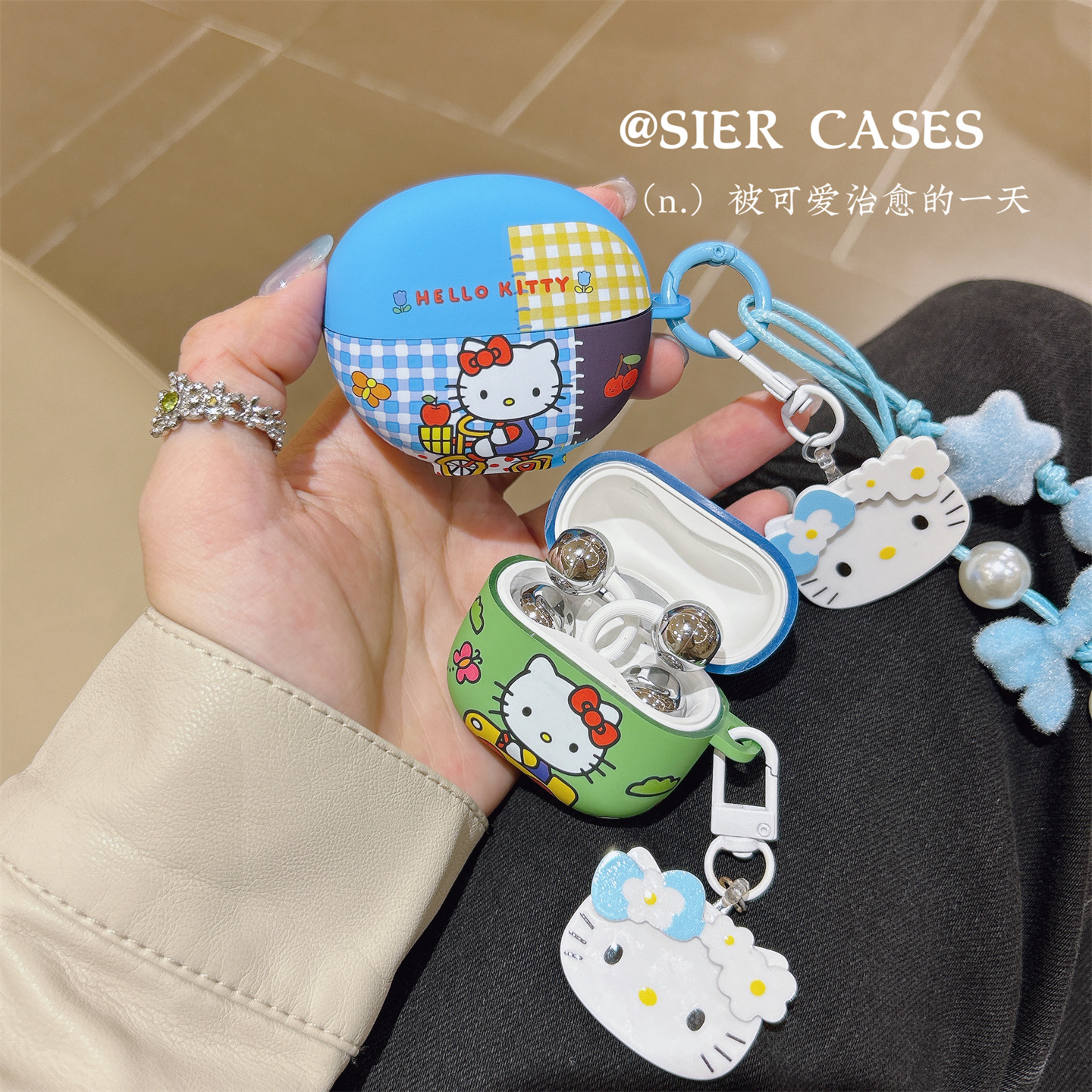 蓝色格子适用于华为freeclip2保护套少女心kt蓝牙耳机壳freeclip软壳防摔freebus7i闺蜜同款小众苹果Airpods4