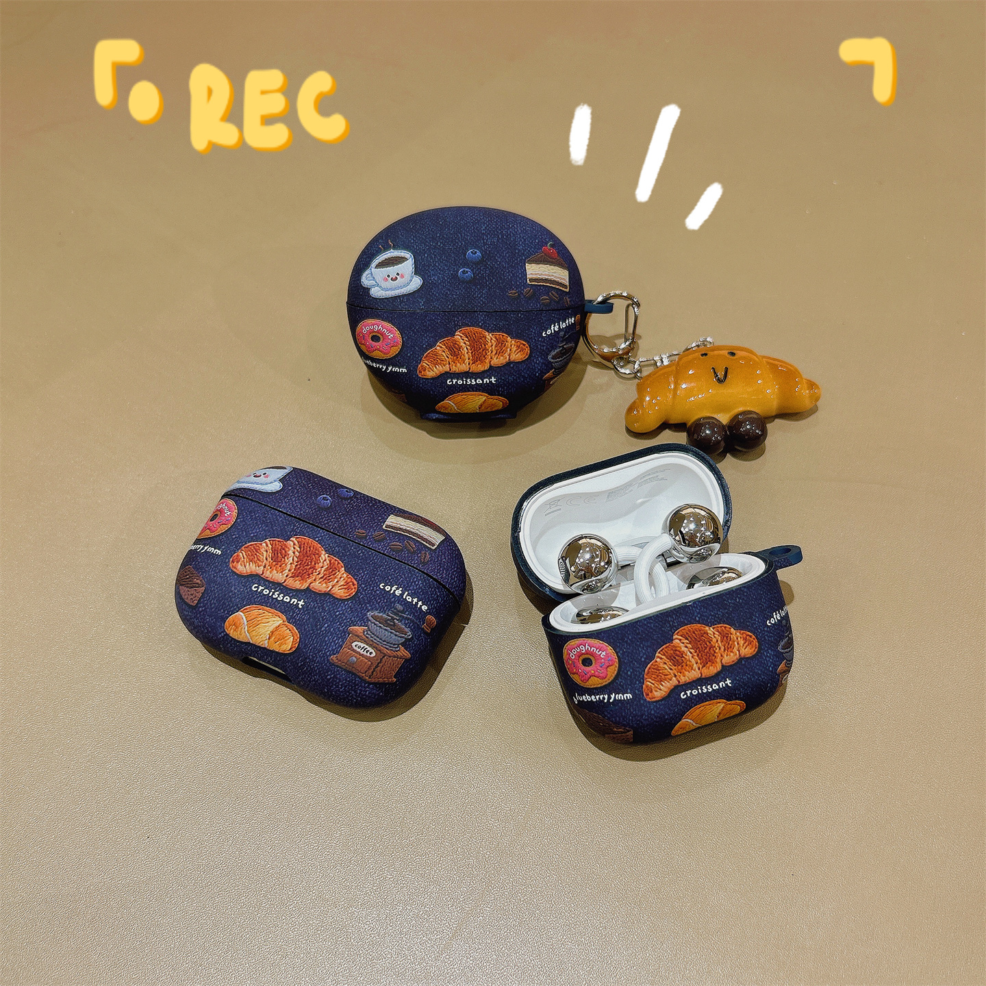 ins风牛角包耳机套适用于华为freeclip2代防掉盖保护壳freeclip牛仔纹个性软壳freebudspro5保护套防丢防摔7i