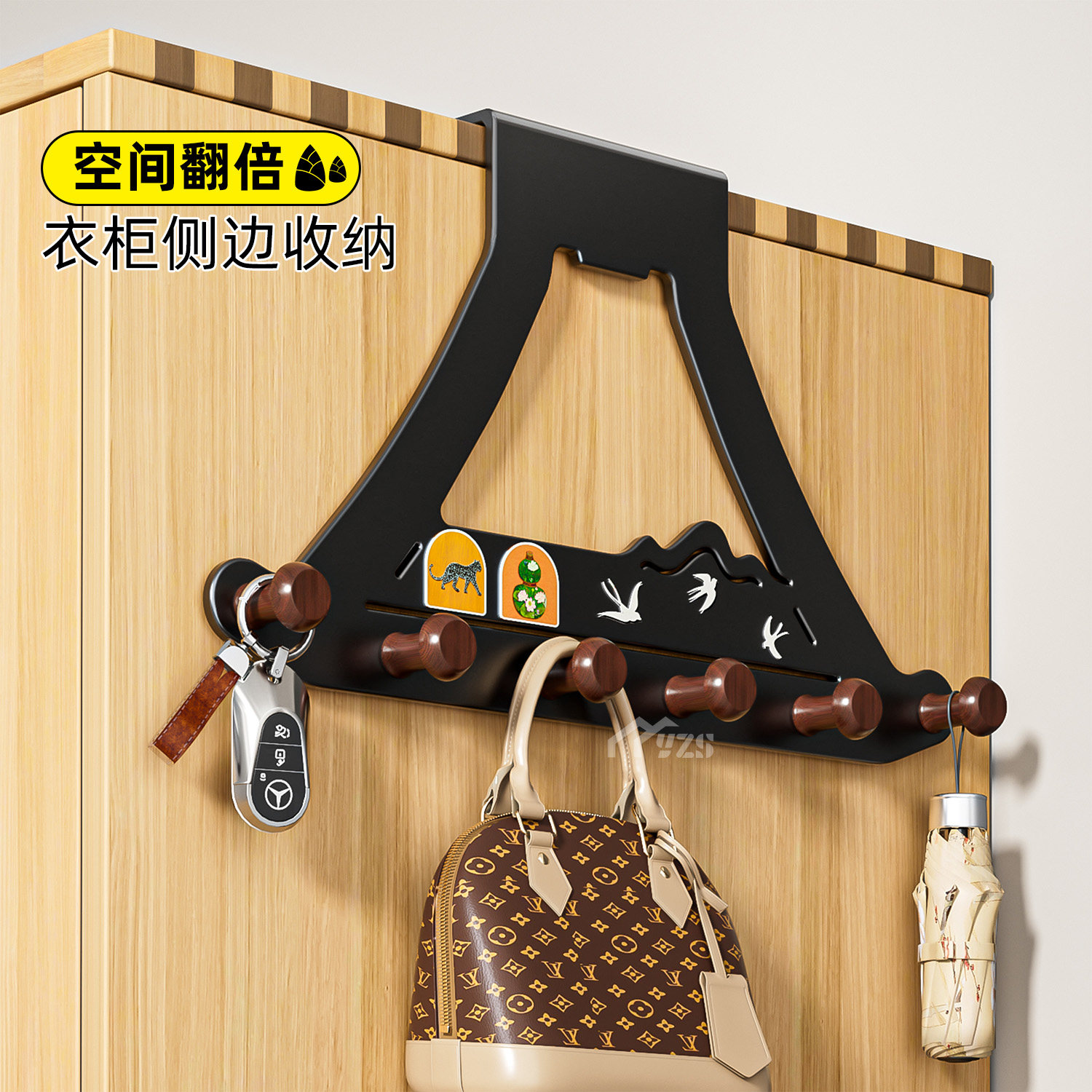 中古风衣柜外侧面挂架门后直角式挂钩柜顶免打孔衣服包包收纳神器,家装主材,挂钩/挂衣钩,淘宝优惠券,粉丝福利购,淘宝优惠卷