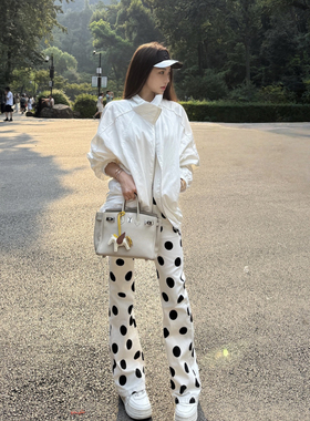 PickRui 睿哥 凉白开 白色抽绳外套女秋季宽松休闲气质时尚上衣