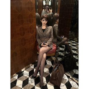 【粉丝7折特价】悉尼老城区 老钱人字纹毛呢外套气质收腰女士西装