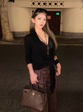 PickRui 睿哥 纸片人防晒衫 不规则黑色天丝防晒衫女夏季薄款上衣