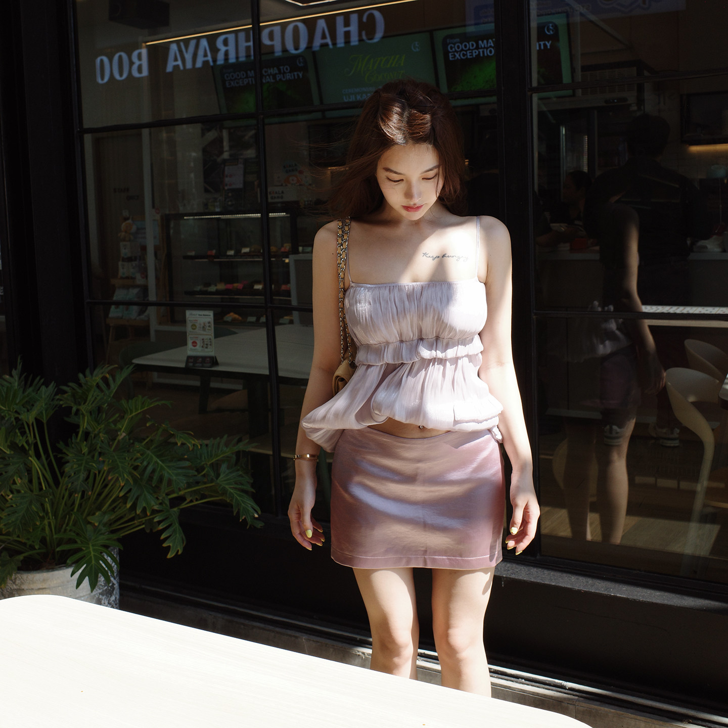 PickRui睿哥 纯欲香芋紫琉光纱吊带背心女新款纯欲风无袖上衣夏季