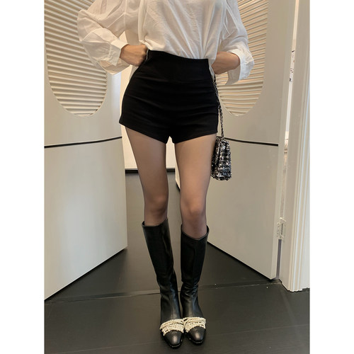 PickRui睿哥 四季可穿 黑色简约短裤直筒裤女秋季新款休闲裤显瘦