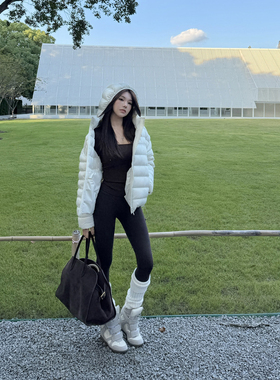 PickRui睿哥 冬季新款90白鸭绒排骨羽绒服女连帽休闲内胆外套保暖