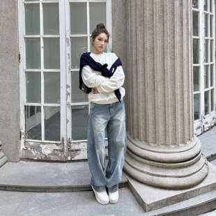 弯刀牛仔裤 PickRui 睿哥 腿型矫正器 女设计感复古宽松显瘦阔腿裤