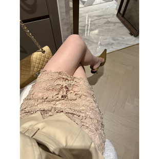 PickRui睿哥 矜贵佳人 水溶蕾丝半身裙女夏新款气质短裙包臀裙