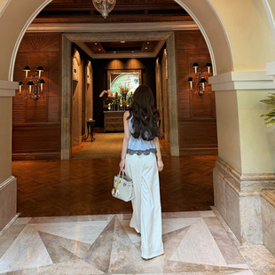 PickRui睿哥 云感裤夏季闪闪丝滑阔腿裤女新款高腰休闲裤长裤显瘦