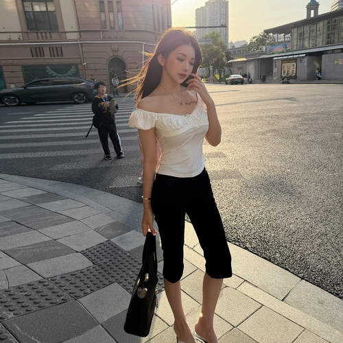 PickRui睿哥 时髦担当丰胯两色牛仔裤女夏季新款中裤骑行裤休闲裤