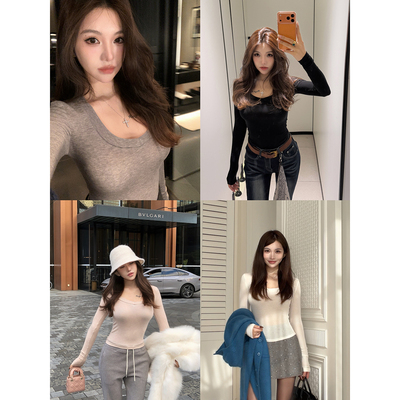 PickRui 睿哥 wu敌显瘦天丝羊毛长袖T恤女秋冬新款基础打底衫上衣