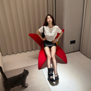 PickRui睿哥 自由呼吸 闪银字母短袖T恤女新款基础百搭上衣宽松