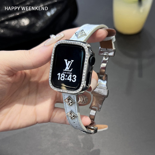 高级感真皮蝴蝶扣表带腕带适用华为fit5fit4小米9p红米watch6vivo