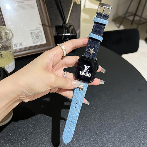 牛仔拼色手表带适用于applewatch