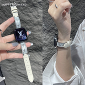 轻奢十字架镶钻拼皮表带适用于applewatch苹果手表S11SES106789代