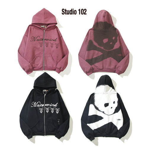 美式拉链连帽卫衣男女