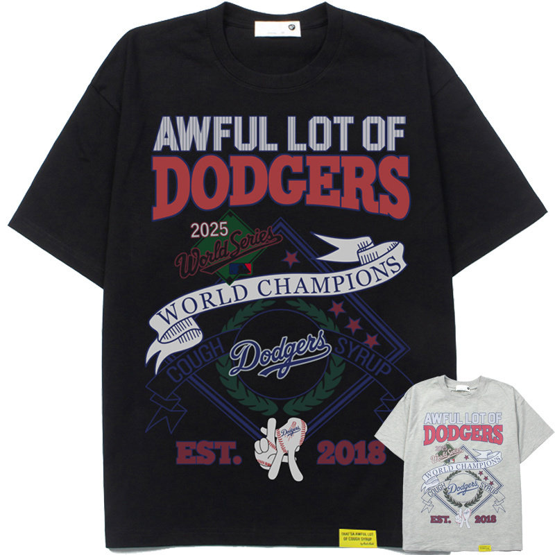 美式THATS A AWFUL LOT OF COUGH SYRUP棒球队宽松男女短袖T恤