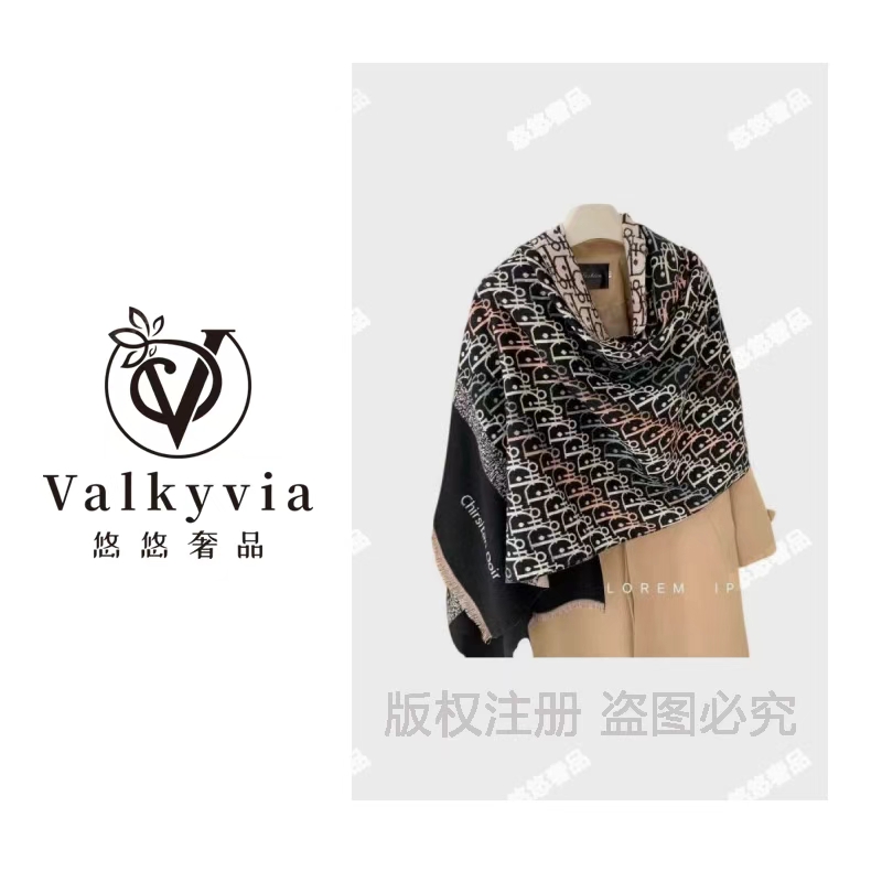 【Valkyvia/悠悠奢品】秋冬女士时尚双 面欧美风格保暖围巾披肩
