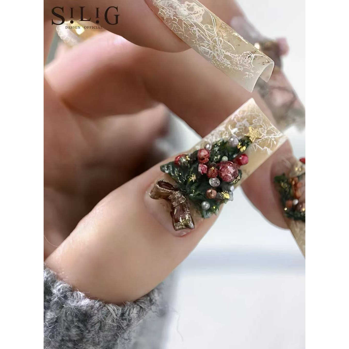 莎莎老师同款圣诞干花材料包美甲永生花素材