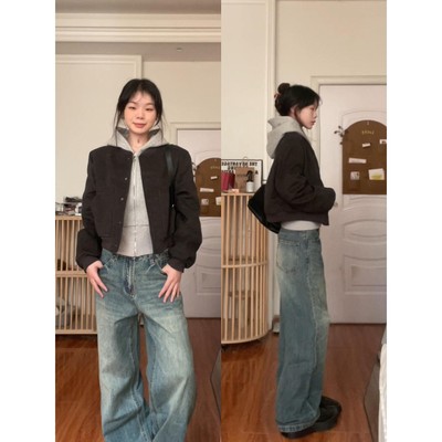 免费试穿】棒球服短款加绒外套女