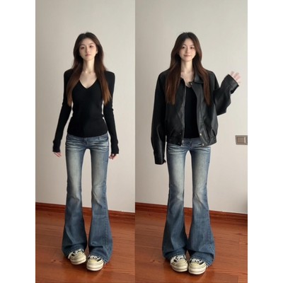 免费试穿】v领内搭长袖t恤女早秋