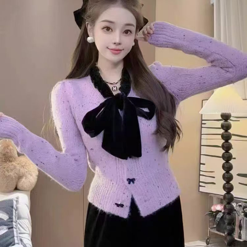 毛线设计感小众香风保暖毛针织衫