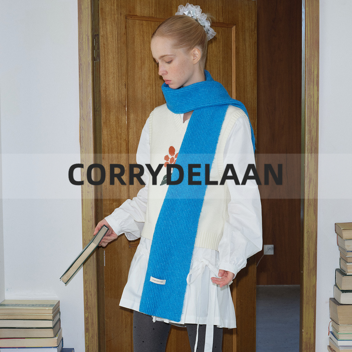 羊毛混纺纯色经典抽条针织围巾女冬季软糯韩系氛围感毛线护颈围脖