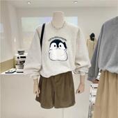 无帽长袖 上衣 新款 圆领卫衣女宽松大码 甜美可爱学院风女生2024秋季