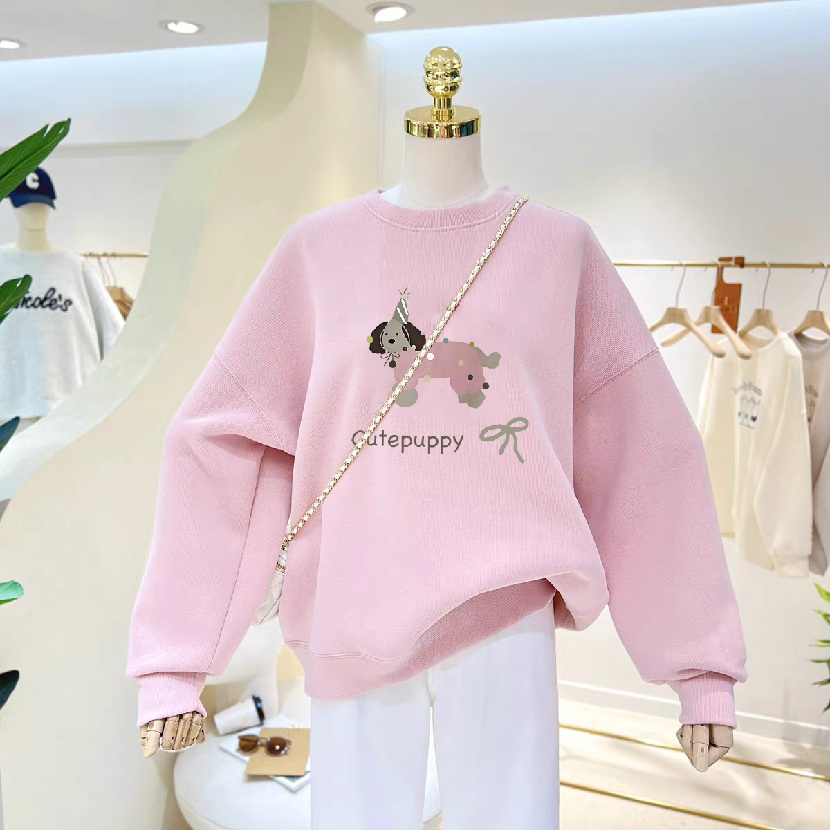 圆领卫衣女生秋冬加绒款秋装长袖