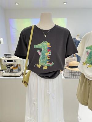 100%纯棉短袖t恤女夏季宽松上衣