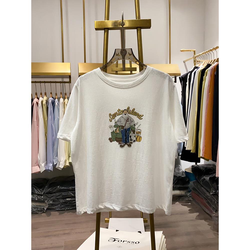 港风复古卡通印花短袖T恤女小个子雪花棉百搭慵懒风半截袖上衣潮