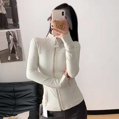 25秋冬款金拉链女士运动服茄克上衣户外修身显瘦立领磨毛瑜伽外套