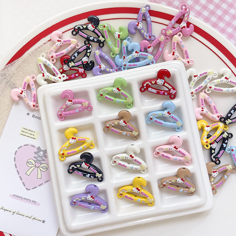 卡通印花Kt衣架双吊合金烤漆串珠造型散珠DIY手工手机链饰品配件