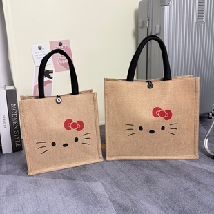 帆布包包女麻布手提包大容量托特包2025新款 通勤手提袋子 外出时尚