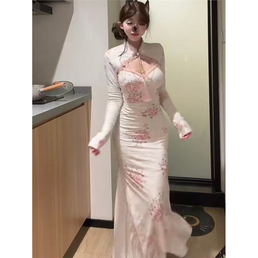 秋季新款时髦印花长袖连