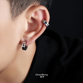 钛钢十字架耳夹男小众设计感简约无耳洞耳饰女个性 嘻哈ins饰品