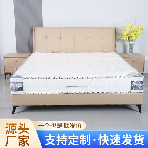 铁艺软包床简约双人床家用榻榻米钢架床出租房用软包铁架床