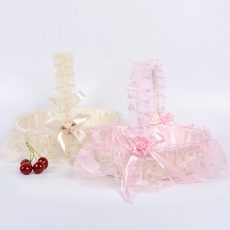 提藤编织蕾丝花边婚庆用品婚礼 花篮 花童花瓣篮子撒花瓣子篮,收纳整理,脏衣篮,淘宝优惠券,粉丝福利购,淘宝优惠卷