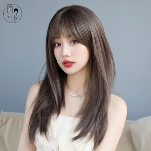 『简兮』假发女长发自然全头套式斜刘海中长发2021年时尚新款发型