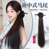 新中式 马尾假发髻盘发发簪侧边国风麻花辫子抓夹古风汉服旗袍头饰