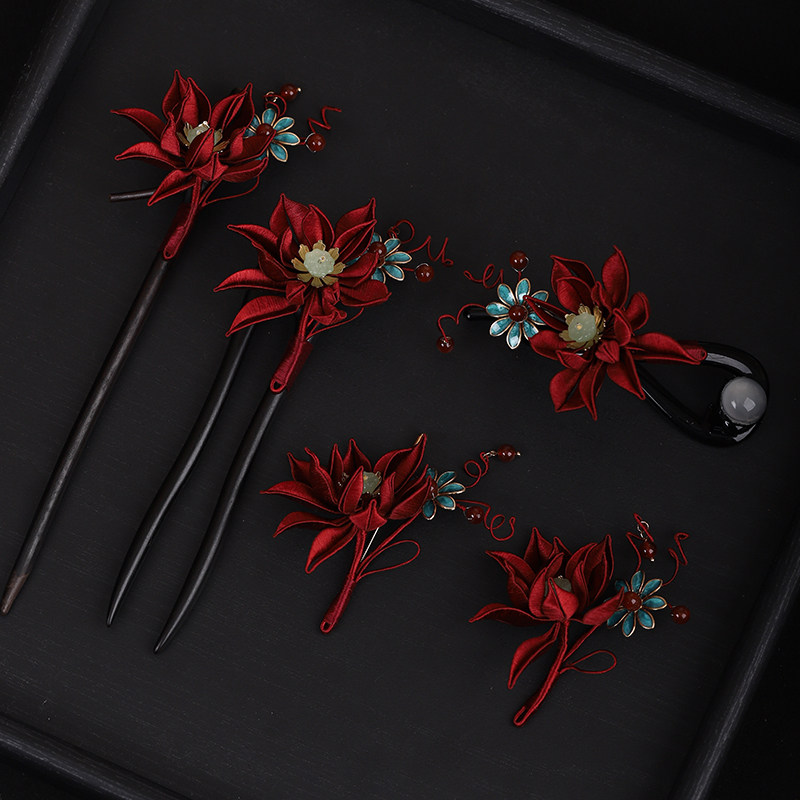 【菟丝花】花朵缠花红色胸花结婚复古新中式衣服点缀别针旗袍配饰