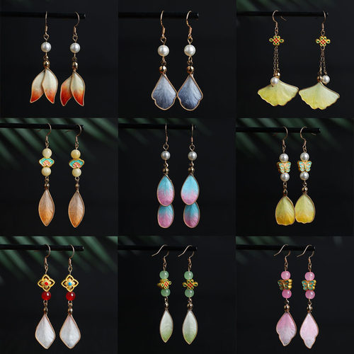 非遗绒花旗袍耳饰中国风耳坠高级感复古耳环新中式民族风耳钉女