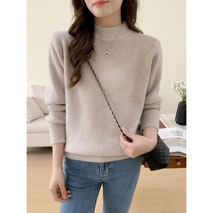 内搭上衣宽 加厚纯色针织衫 进口羊绒毛衣女25秋冬新款 半高领打底衫