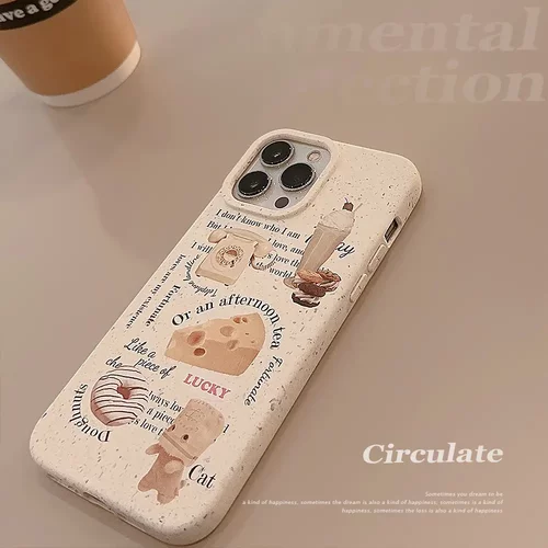 可降解iphone14手机壳16苹果15pro max小麦秸秆13复古12面包X适用