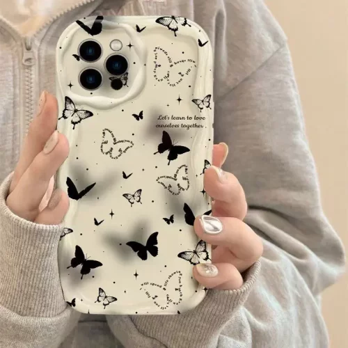 黑蝴蝶适用苹果16promax欧美15pro手机壳iphone14pro个性13潮流12
