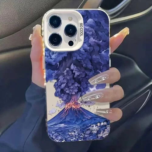 火山喷发适用iphone16手机壳苹果15promax创意14plus欧美13小众12